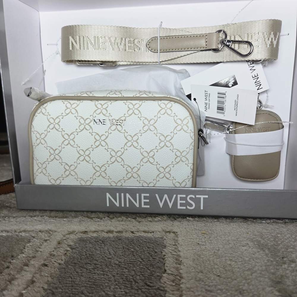 Nine West Silver and White Logo Shoe Box